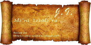 Jáni Izidóra névjegykártya
